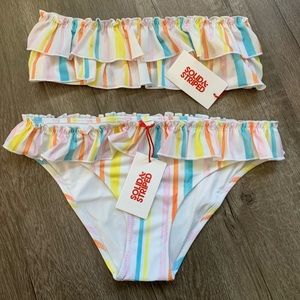 NWT - SOLID & STRIPED - Watercolor Stripe Bikini SET